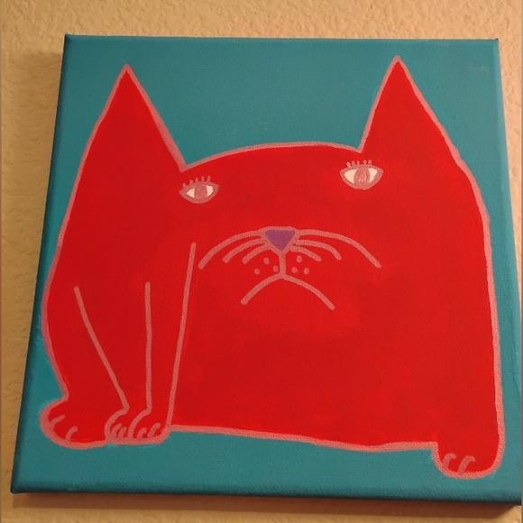 Original Red Cat Painting - Picture 2 of 3